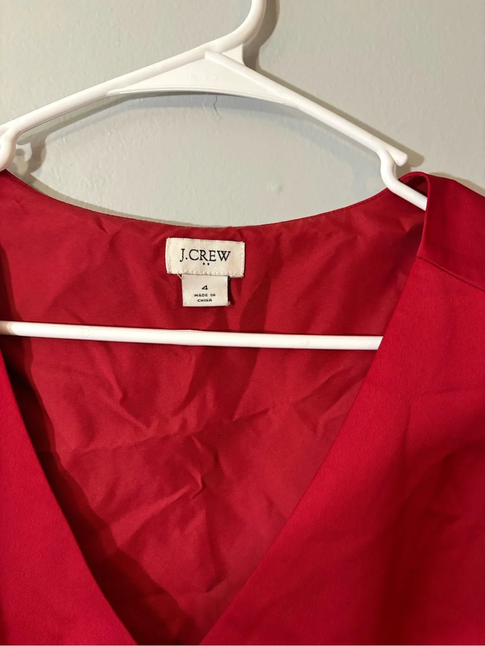 J. Crew Crimson V-Neck Buttoned Peplum Blouse